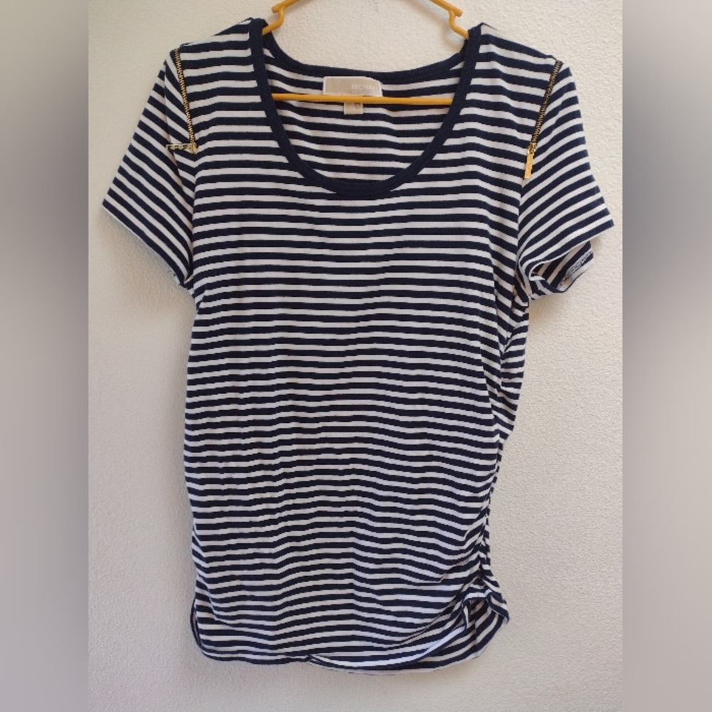 Michael kors striped shirt with zipper detail